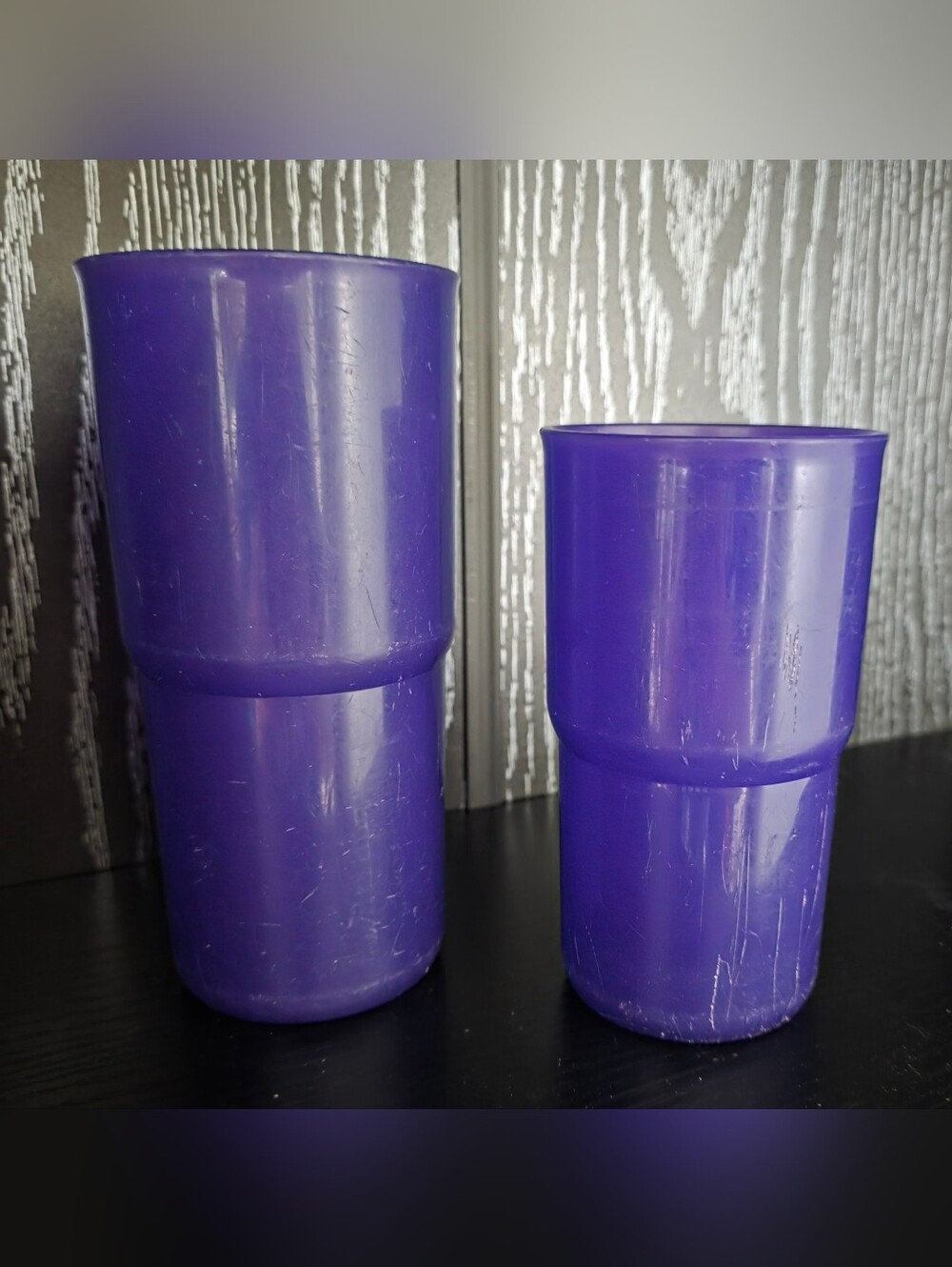 Vintage Tupperware Purple Plastic Cups - Set of 2